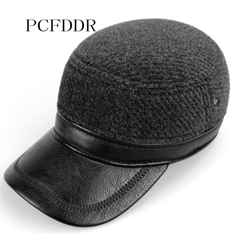 PCFDDR mannen wol, fluweel, oor protector, verstelbare flat top baseball cap.