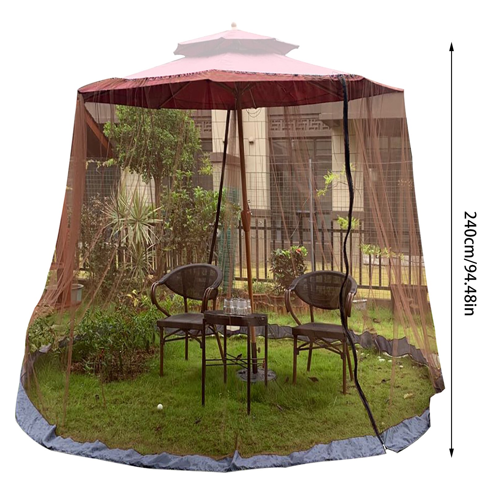 Garden Awning Mosquito Net Terrace Umbrella Mosquito Net Patio Table Umbrella Net Double-door Umbrella Tent Awning Net: Coffee