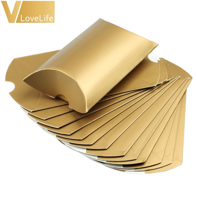 Cajas grandes de dulces de boda con forma de almohada, , para eventos de boda, recuerdo, Caja de de Papel Kraft, 100 unids/lote