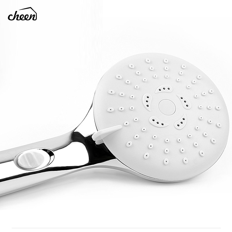 Cheen Hand Held Shower Head 3 Mode Durable ABS Plastic Nozzle Switch Button Spray Head Shower Self cleaning