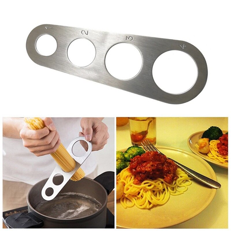 Stainless Steel Spaghetti Measurer Tool Pasta Portion Control Gadgets with 4 Serving Portion Cooking Supplies Control Tools
