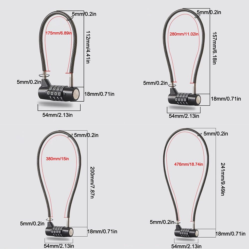 Zinklegering 4-cijferig combinatieslot Draadkabel Resetbaar slaapzaalkastslot Anti-diefstal Gym Veiligheid Codeslot