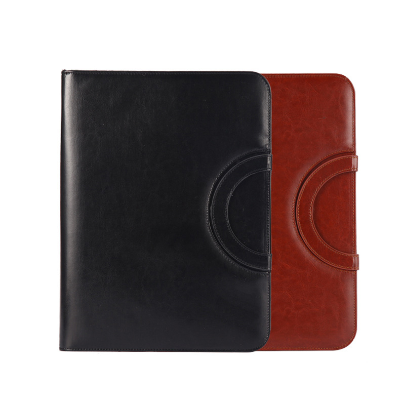 A4 multifunctional zipper file holder PU Leather Portable Manager folder Organizer Manager Clip Writing Pads Office Supplies