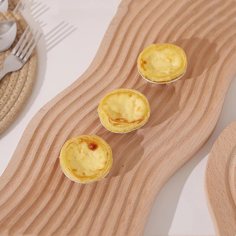 Photography Photo Props Food Storage Fruit Dessert Dinner Bread Tea Coffee Wood Wave Trays Plate Desk Decorations Wooden Crafts