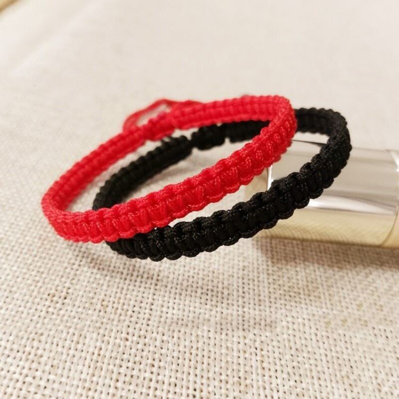 Handmade Tibetan Buddhist Lucky Rope Bracelets Bangles Black &amp; Red Thread Adjustable Knots Bracelet for Women Men Wrist Jewelry