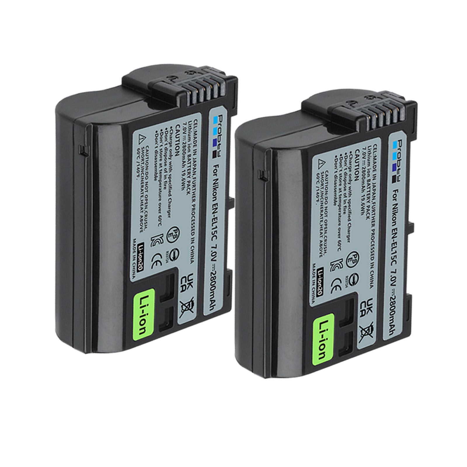 2500mAh EN-EL15C EN-EL15 Batterie pour Nikon Z5, Z6, Z6 II, Z7, Z7II D7000 D7100 D7200, D850 D750 D7500 D810 D500 D800: 2 Batteries