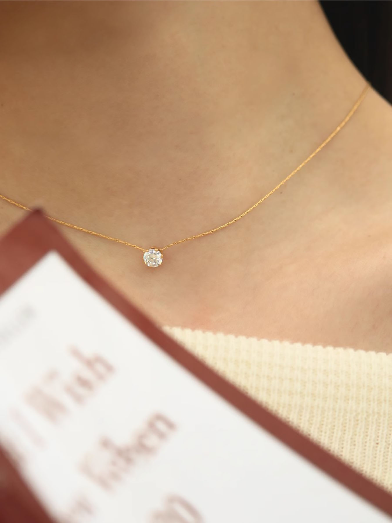 Peri'sbox-collar con dije de circonita solitario minimalista y delicado, cadena de acero inoxidable antideslustre, collar redondo de piedra Cz transparente,