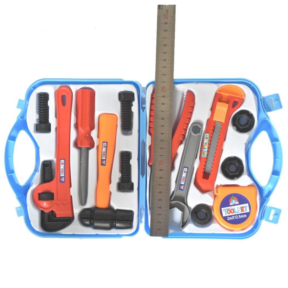 I bambini giocano casa giocattolo kit cassetta degli attrezzi combinazione di strumenti di riparazione per diffondere il regalo del giocattolo di simulazione di plastica colore Casuale