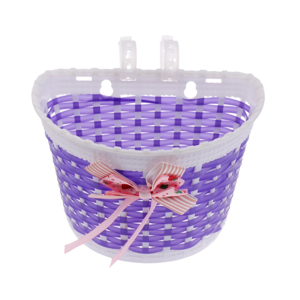 Jenter sykkel foran kurv shopping holder etui + sykkel scooter streamers lilla sykkel tilbehør