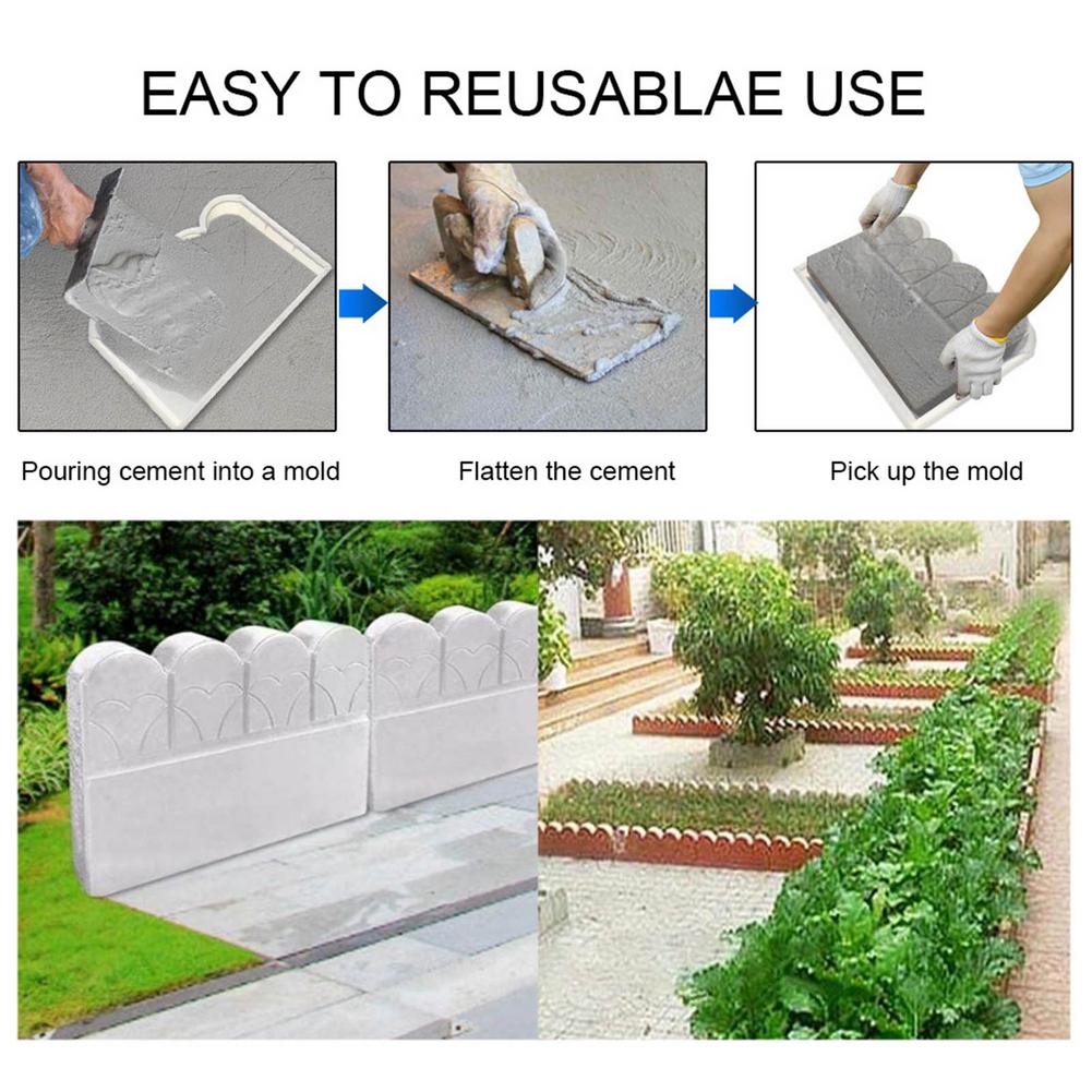 Garden Fence Concrete Stone Road Flower Bed DIY Decor Pave Making Plastic Reusable Cement Brick Mold Balcony Garden