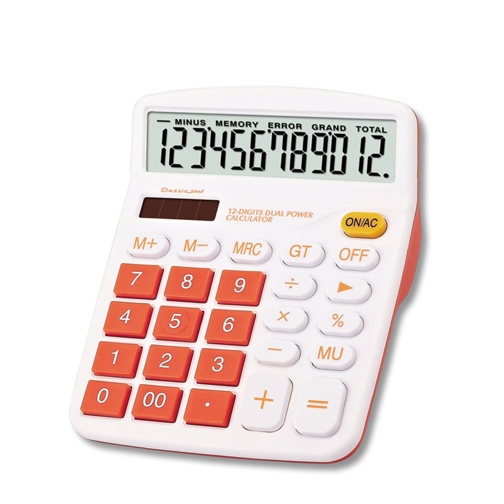Convenient 12 Digit Calculator Large Display Solar Power Battery Home Office School Tool Accounting Financial Supplies