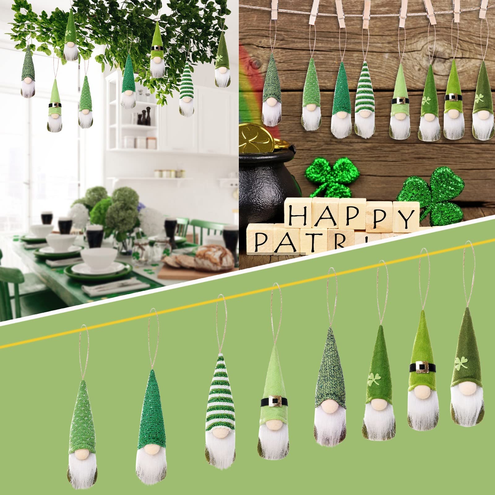 8 Pcs Dwerg Pop Hanger Doek Gnome Vorm Hanger St. Patrick &#39;S Day Party Ornament
