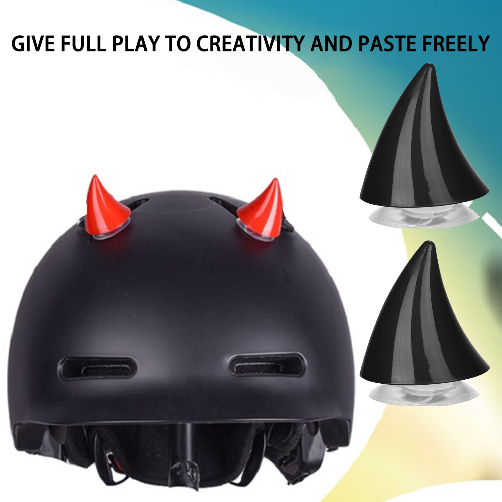 Cuerno suave de goma para casco de motocicleta, accesorios de decoración de esquina de plástico resistente, ventosa de silicona, 1 unidad