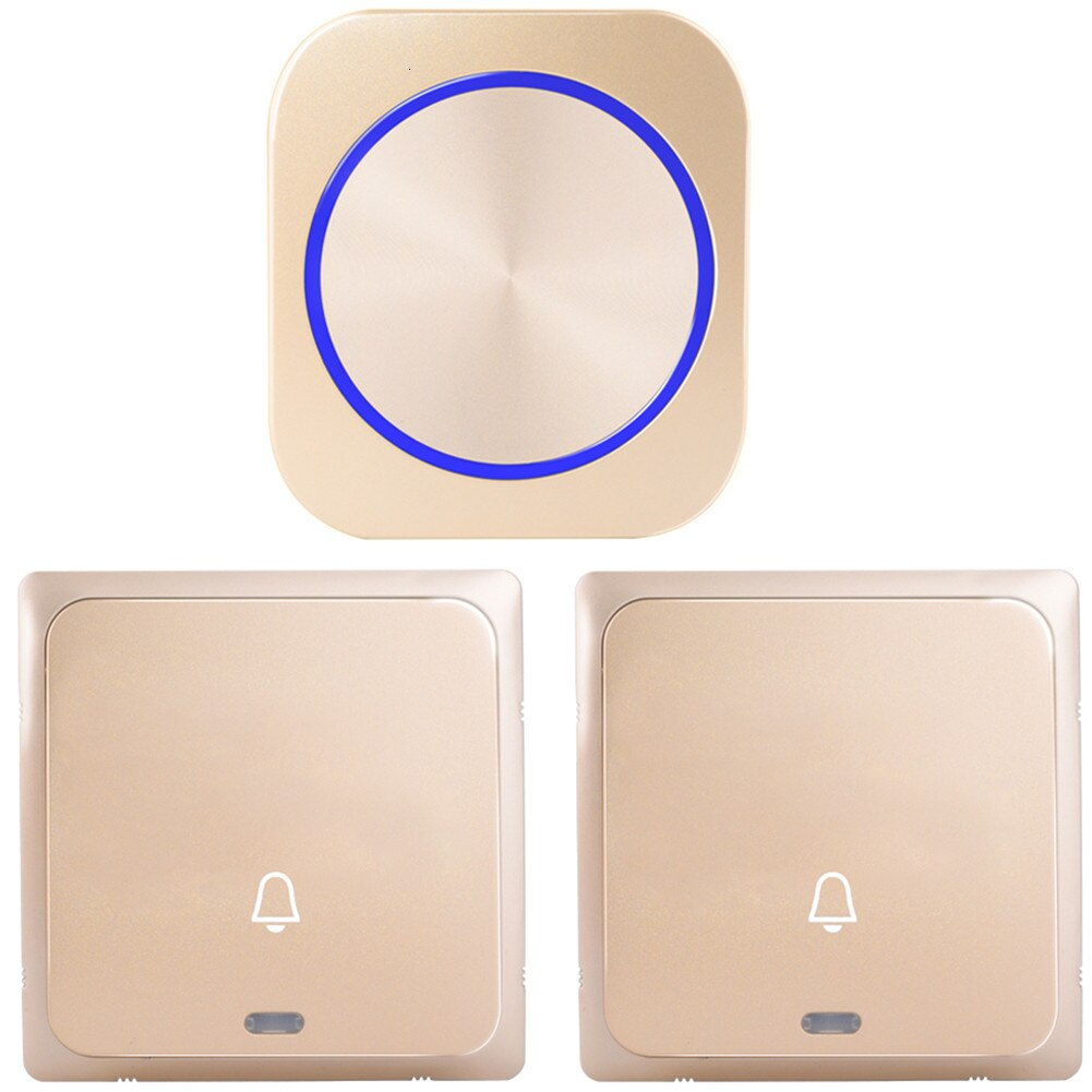 SMATRUL battery-free Cordless Bell button 2-1 receptor Cordless Bell Bell Bell without Wire to Proof D Water powered plug EU