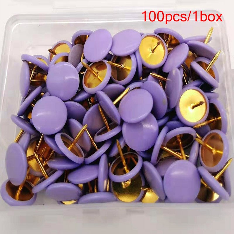 100Pcs Home Office Drawing Pins Pushpin Thumbtack Cork Board Push Pin Photo Wall Map Markers Mixed Color: Grey