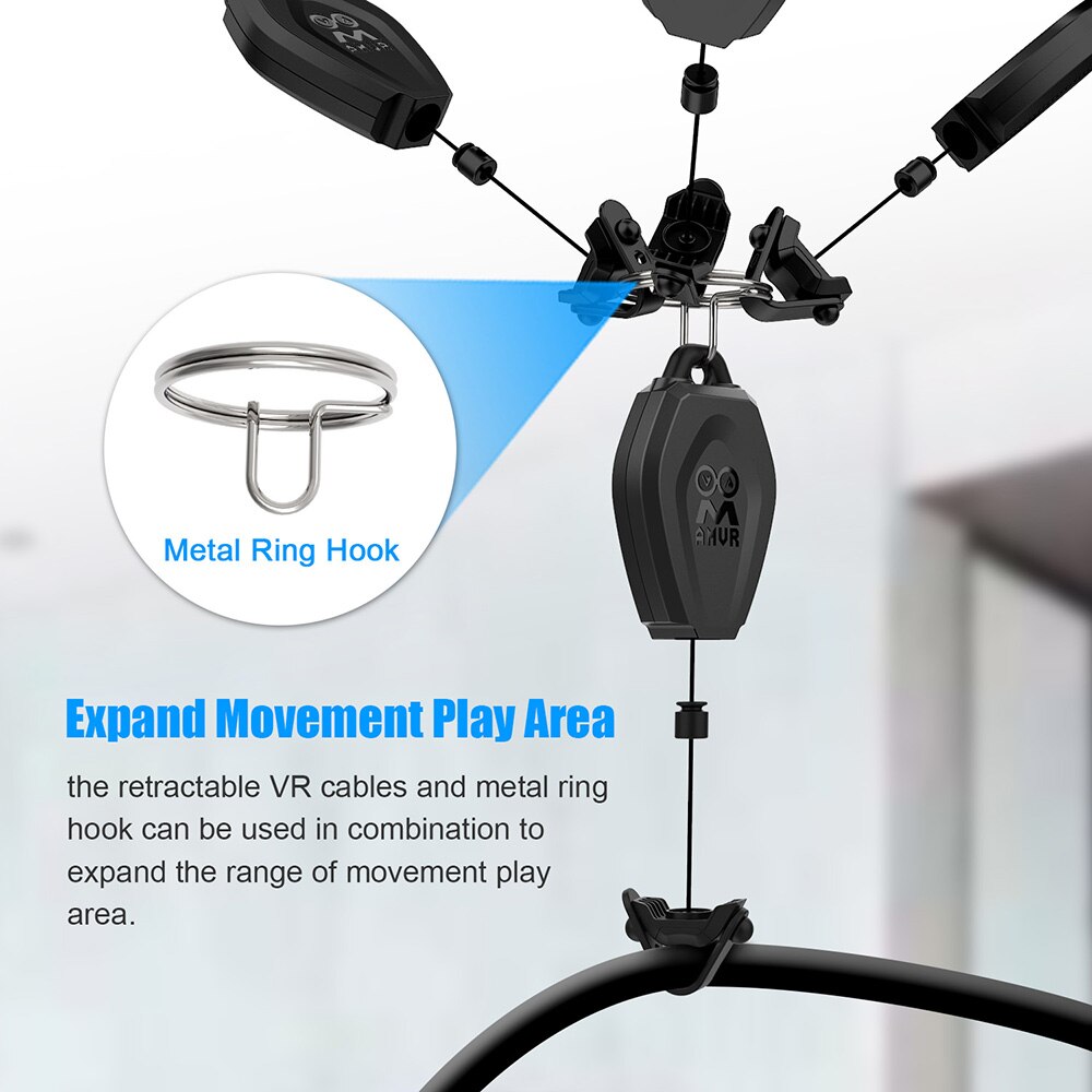 6Pcs VR Cable Management For Meta Oculus Quest 2 Link Cable Retractable Ceiling Pulley System for Quest 2 HTC Vive HP Reverb G2