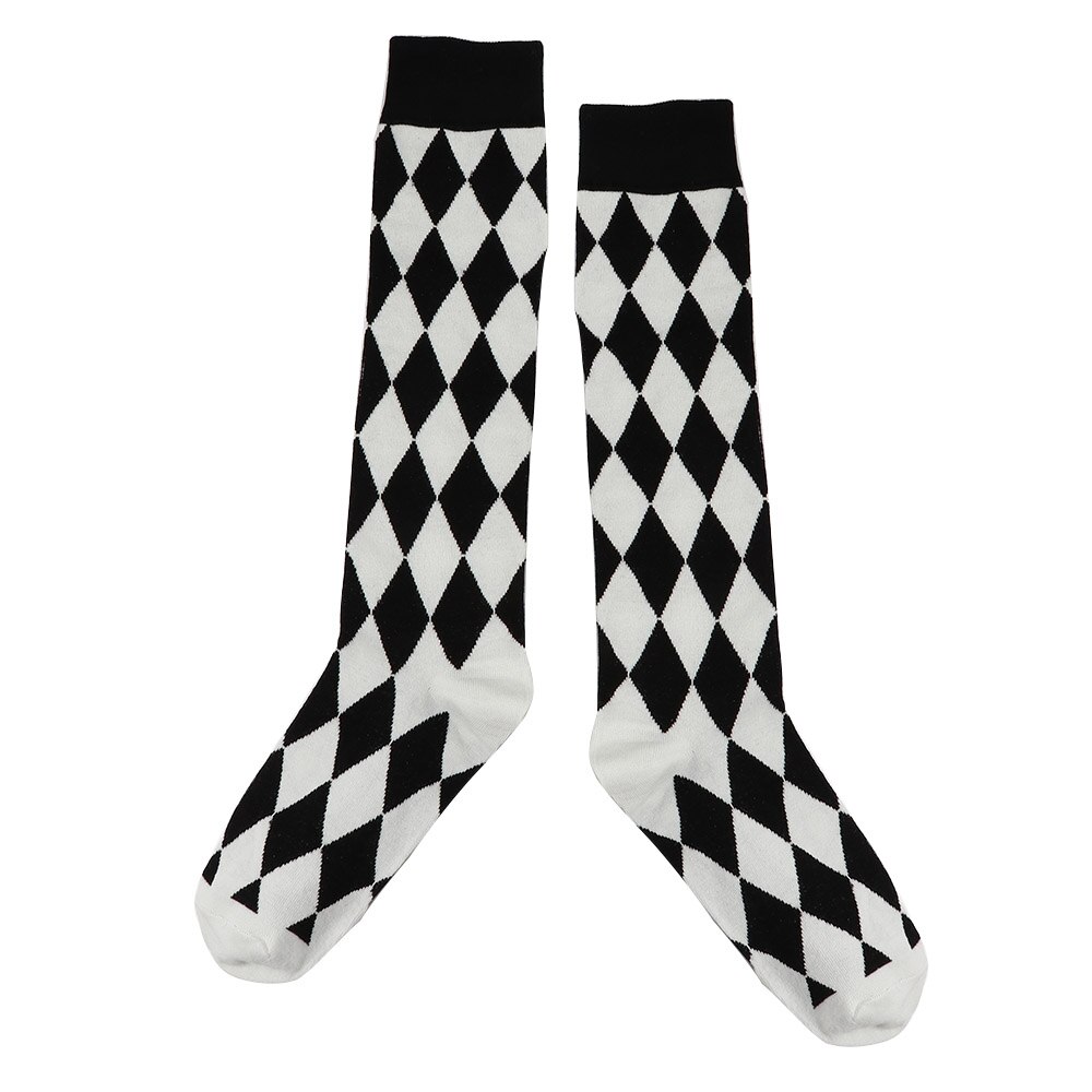 Girl JK Knee High Socks Stockings College Rhombus Plaid Knee Socks Women Keep Warm Female Sock Ladies Long Socks: A-black