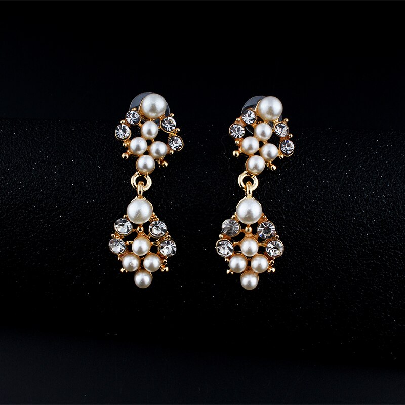 Jiayijiaduo Imitação pearl jewelry set 3 ps para as mulheres de noiva acessórios do casamento colar brincos de ouro-cor pulseira de presente