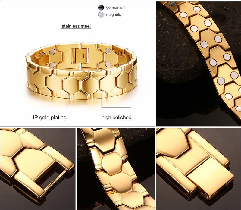 Energy Magnetic Health Care Bracelets Bangles Gold Sport Football for Man Charm Balance Bracelets