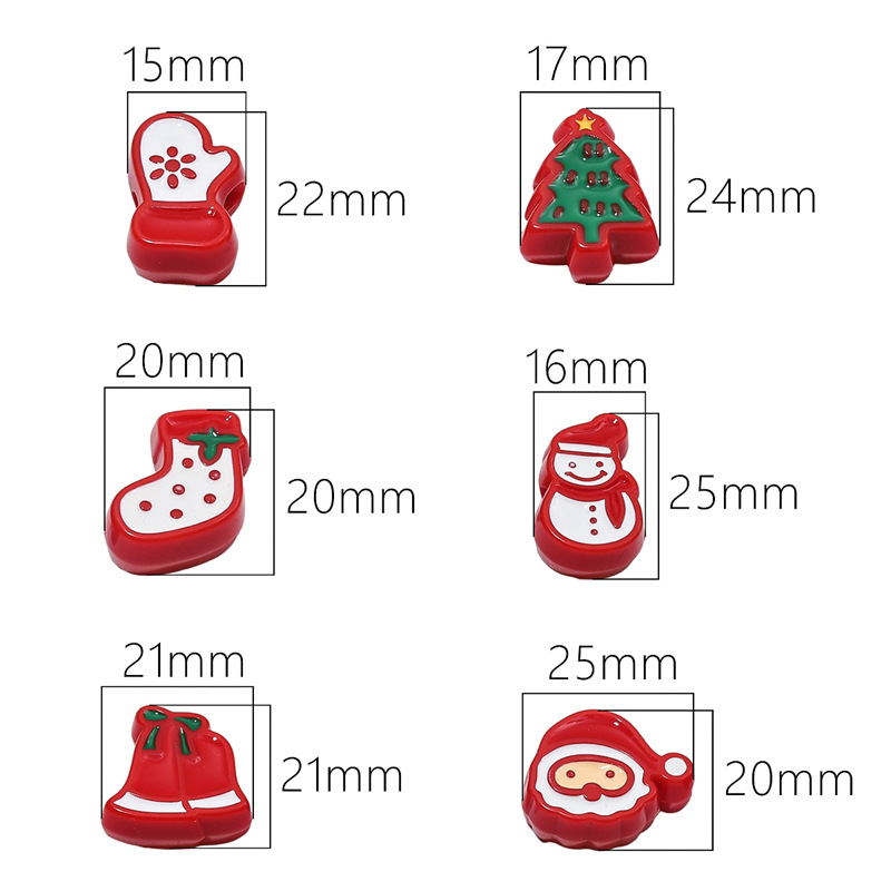 6 teile/los Weihnachten Baum Glocken Handschuhe Acryl Perlen Komponenten Für DIY Handgemachte Armbinde Halskette Schmuck Machen Liefert Material