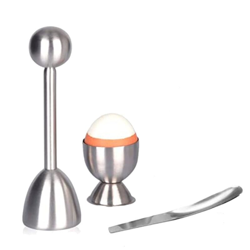 Eiersnijderset, roestvrijstalen eieropener, eierklopper, gepocheerde eierscheider, eierkraker voor zacht- en hardgekookte eieren,: Default Title