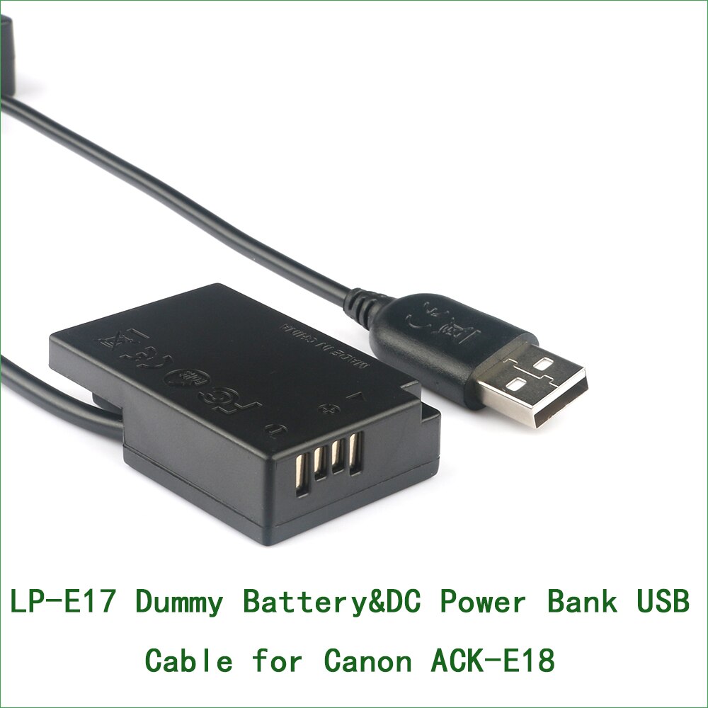 5v usb dr -e18 ack -e18 tyhjä akkusovitin pistoke dc virtapankki canon eos rebel  sl2 sl3 t6i t6s t7i t8i kiss  x8i x9 x9i x10