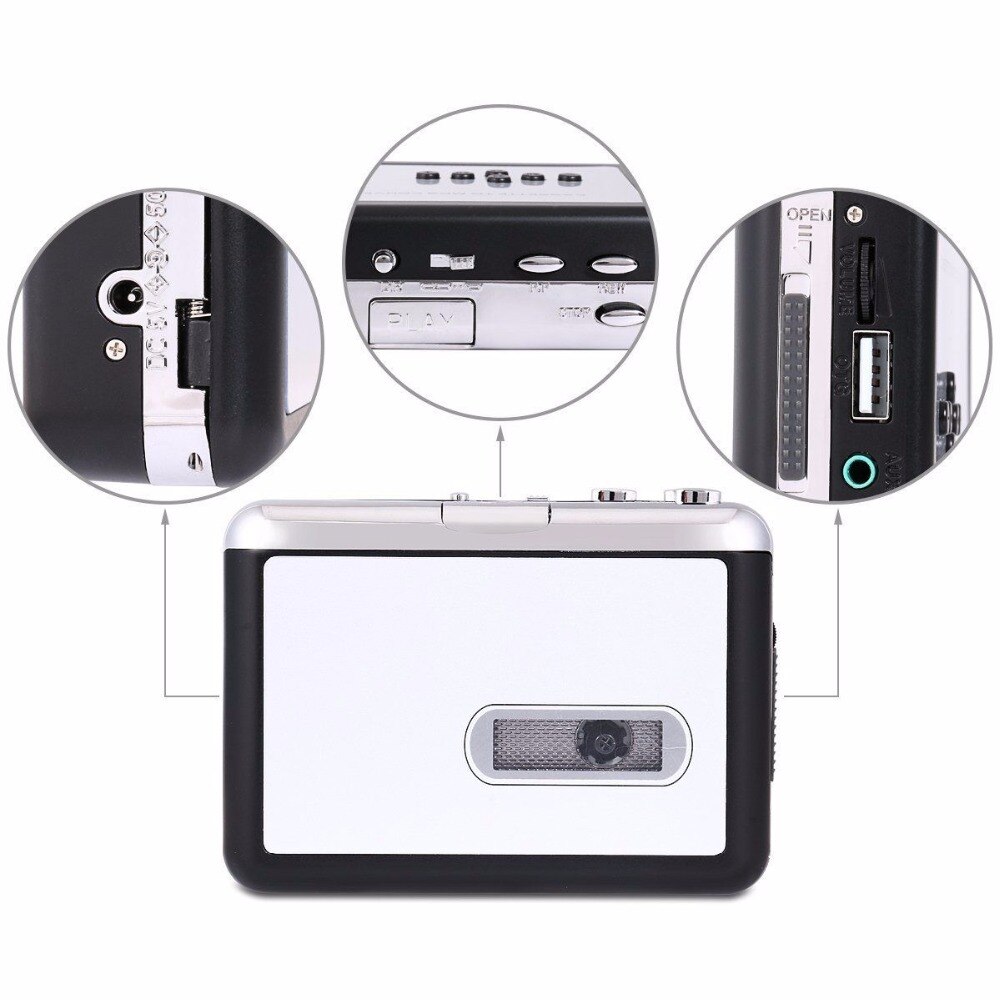 Reproductor convertidor de casete a MP3, cintas analógicas, música a Digital, ahorro a memoria USB, USB Walkman, reproductor de casete portátil