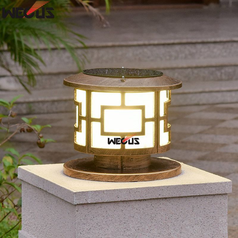 LED circular solar pillars light waterproof wall pillar lamp villa garden garden outdoor landscape lights,D25X24CM 2.5W