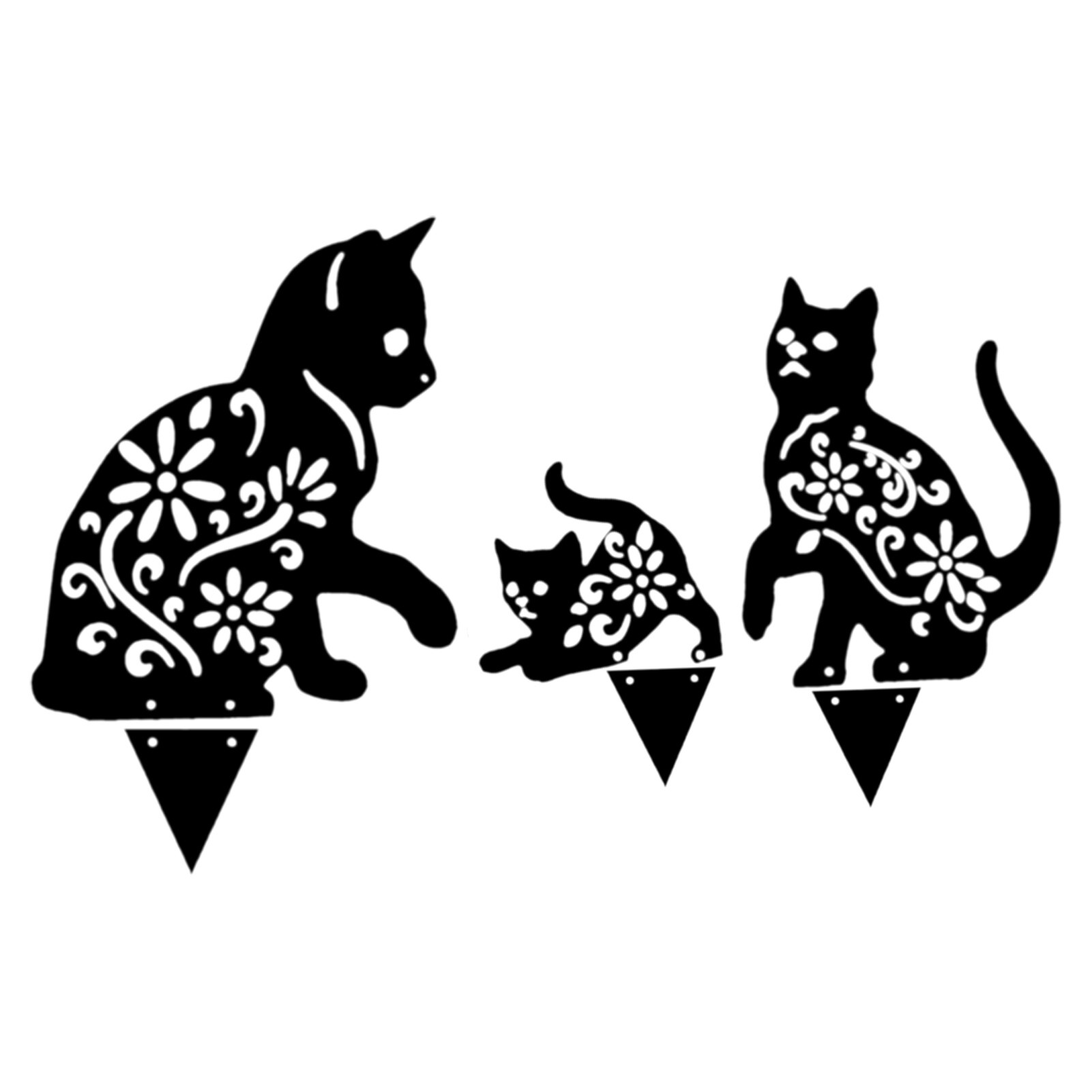 Garden Iron Cat Garden Decoration Metal Cat Garden Art Stakes Black Cat Silhouette Yard Decoration Repel Rodents Birds Rabbits: Default Title