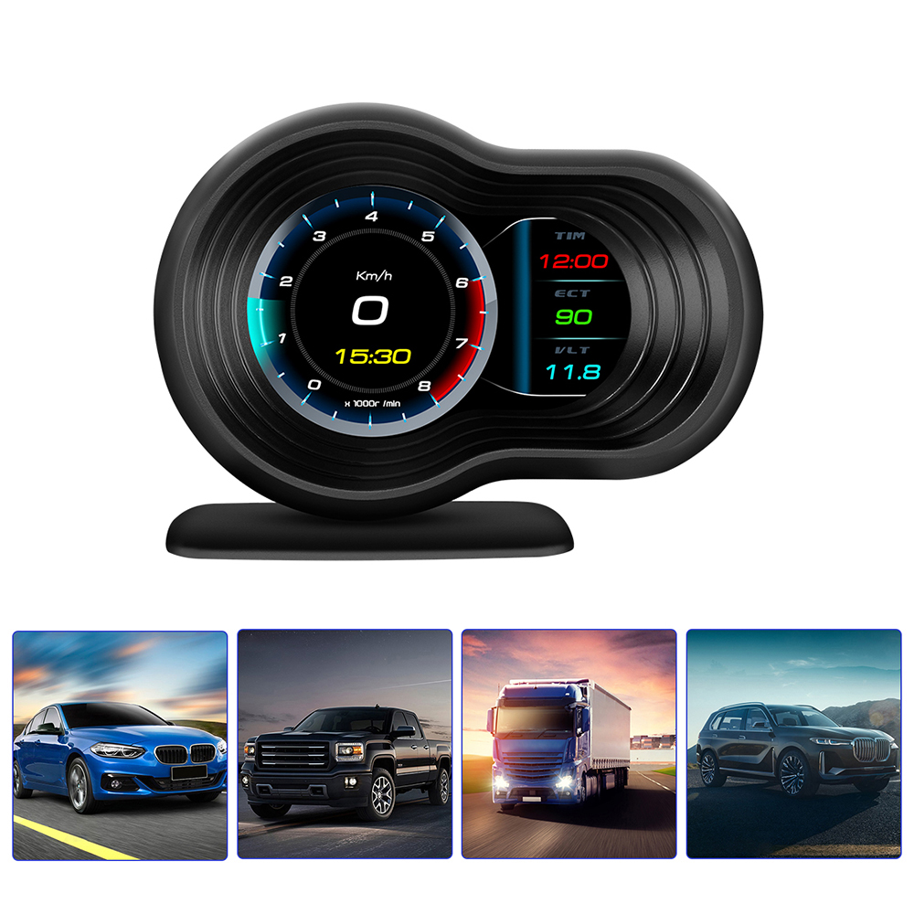 Bil hud obd 2 automatisk fordonsdator hastighetsövervakning med acceleration turbo larm head up display digital mätare biltillbehör