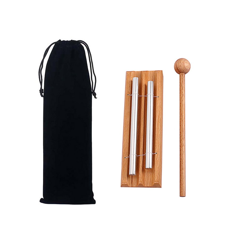 Instrumento de percusión de madera para sanación de energía con Mazo, bolsa de almacenamiento, carillón de meditación, campana Musical para aula, Mindfulness