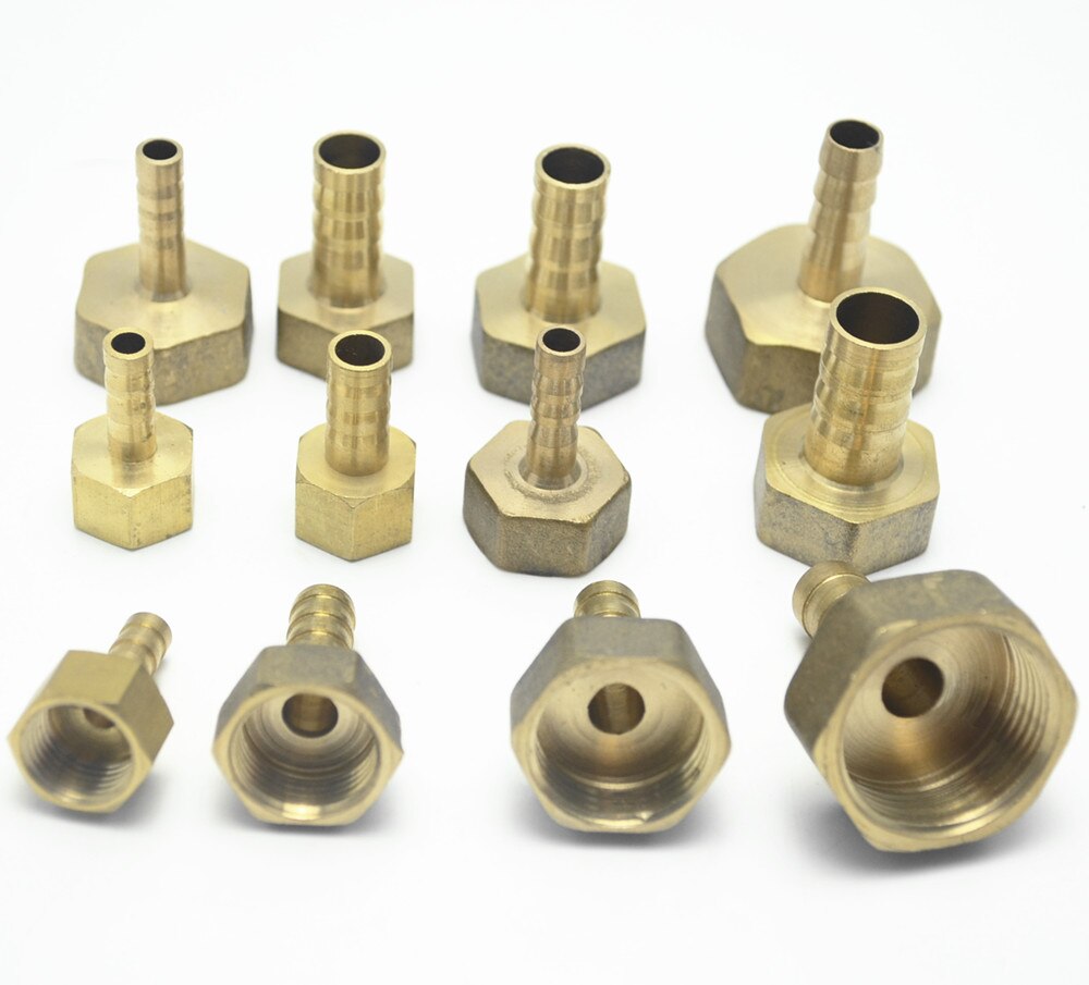 Ottone Tubo di Raccordo 6mm 8mm 10mm 12mm Barb Coda di 1/8 "1/4" 1/2 "3/8" BSP Femmina Filo di Rame Comune Connettore Accoppiatore Adattatore