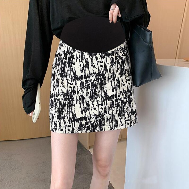 Minifalda acampanada para mujeres embarazadas, faldas con estampado de caderas delgadas, para restauración de viento en la universidad, maternidad,: L