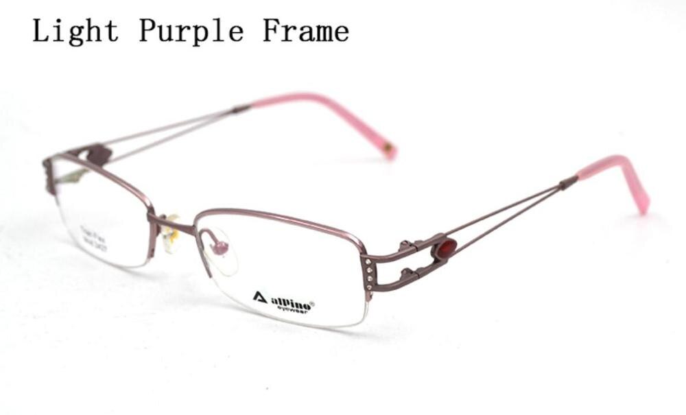 Crystal Decorated Woman Glasses Frames Semi Rim Titanium Hollow Out Temple Diamond Frame Women Prescription Eyeglasses D5: 3