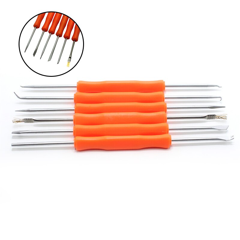 6 pièces en acier ensemble d'outils de soudure ensemble de réparation composants électroniques soudage meulage nettoyage réparation outil pour les travaux de montage: Orange