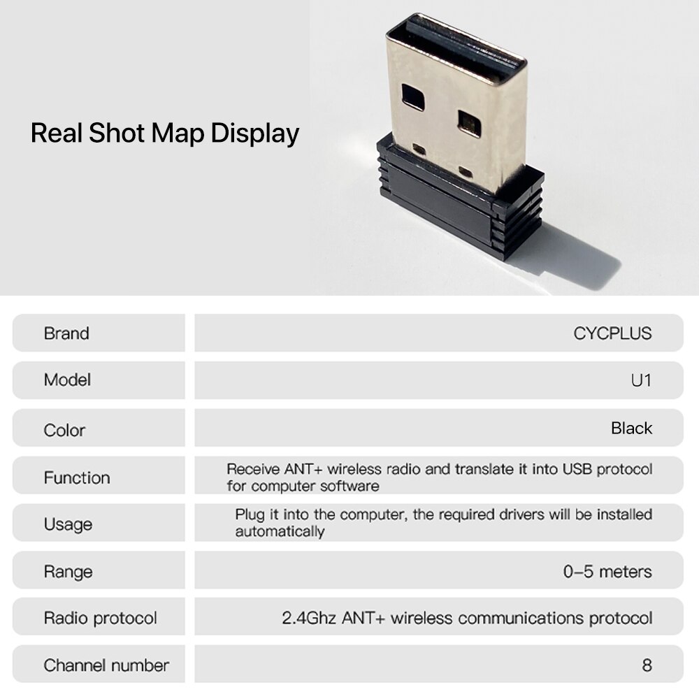 CYCPLUS Mini ANT+ USB Stick Wilress Transceiver Bicycle Accessories ANT USB Dongle for Garmin Zwift Wahoo Cycling Bike Trainer
