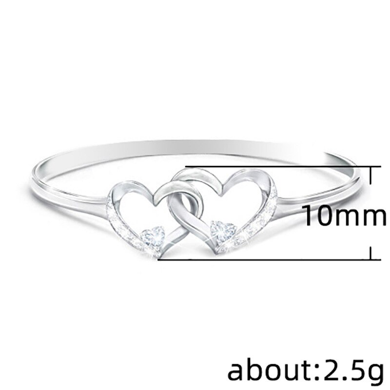 Eenvoudige Dubbele Uitgeholde Hart Vrouwen Ring Zilver Kleur Vinger Ring Met Cz Steen Vrouwelijke Lady Ring Jaar Sieraden KCR079