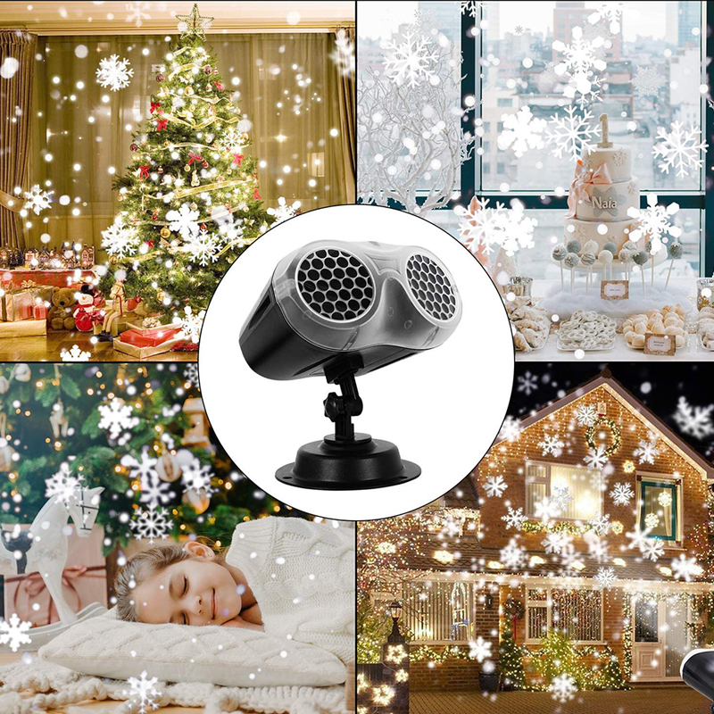 Luces LED de discoteca de Navidad, lámpara de proyección de copo de nieve, Binocular dinámico para exteriores, decoración de luz de tormenta de nieve para en casa