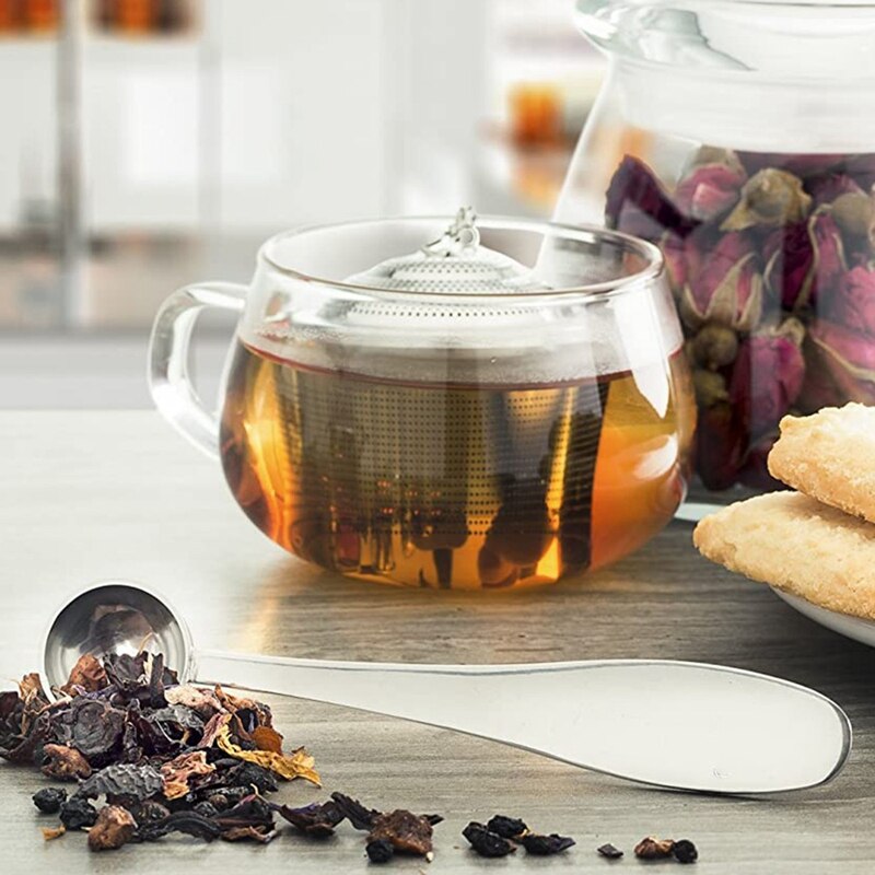 Loose Leaf Tea Infuser (Set of 2) with Tea Scoop and Drip Tray - Ultra Fine Stainless Steel Strainer &amp; Steepe