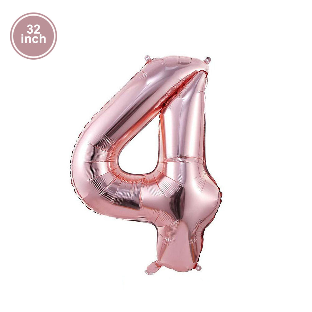 4 Ballons, 4-stellige Luftballons, vier grüNe Globus, blaue Figur, 4. Geburtstag, groß, groß, verrotten, rosa, golden, schwarz, bunt, 32 Zoll