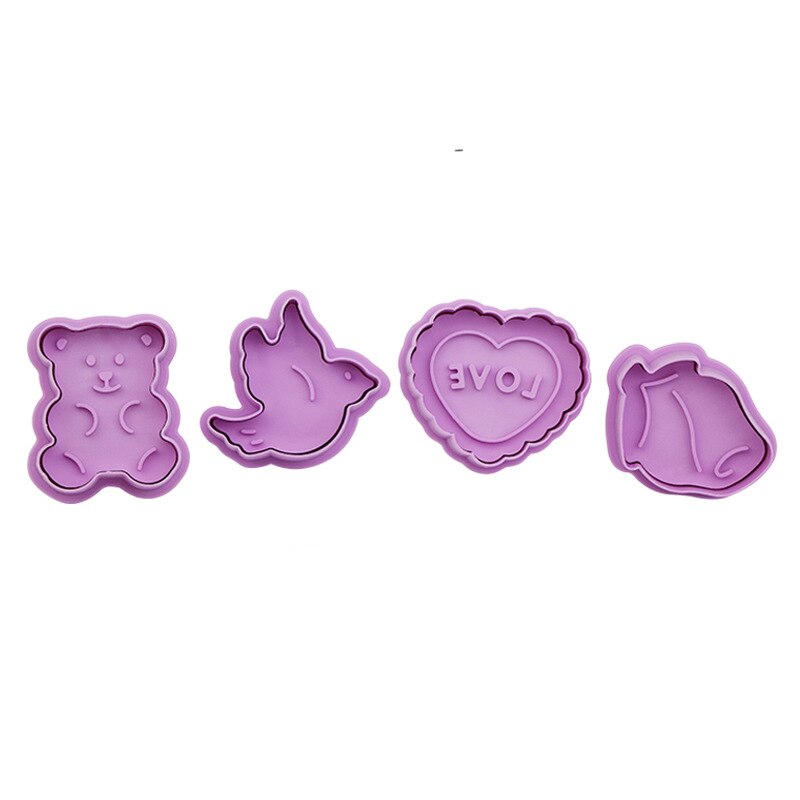 4 Stks/set Cookie Stempel Cutters Biscuit Mallen Vormen 3D Cookie Plunger Cutter Diy Bakvorm Gereedschap Gingerbread Cookie Cutters: 5