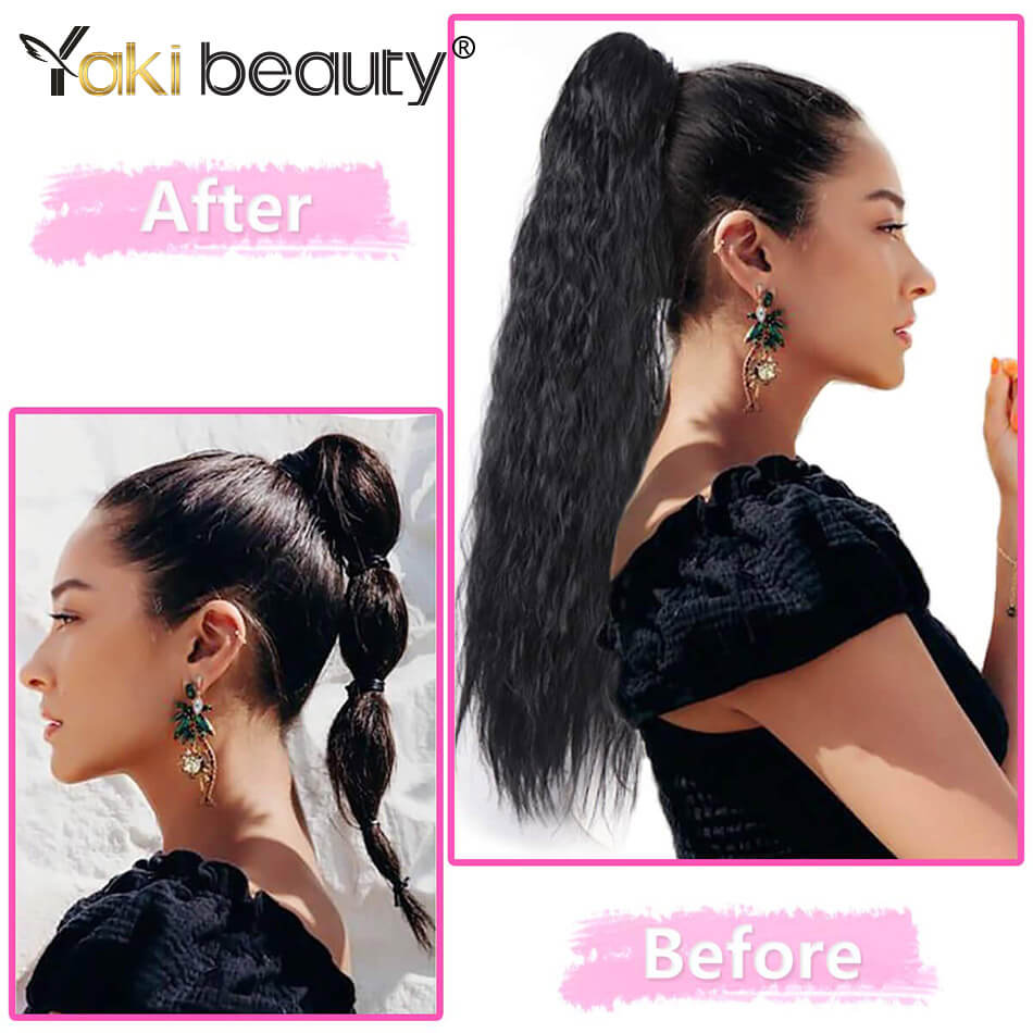 32'' Ponytail Synthetic Hair Extension 140g Tail On An Elastic Band Curly Locks Hair YAKI BEAUTY For Women