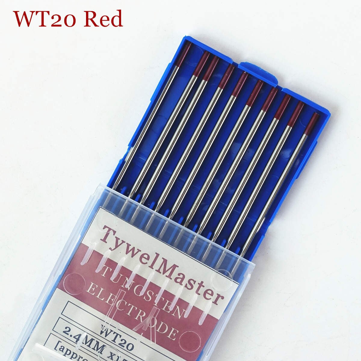 Wt20 rød wolframelektrode 1.0 1.6 2.0 2.4 3.0 3.2mm 2%  tørret til svejsemaskinens tigstang