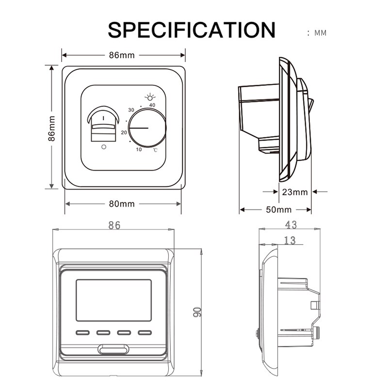 Mekanisk gulvvarme rom varm temperaturkontroller instrument elektrisk termostat 220v 16a