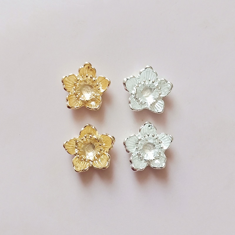 20 PCS 14*15mm Metal Alloy Flowers Tray KC Gold Silver Color Flowers Charm DIY Accessories For Jewelry Making