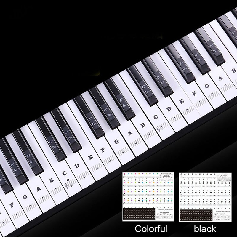 Transparent detachable music decal notes piano keyboard stickers 54/61 or 88-key electronic piano spectrum sticker symbol