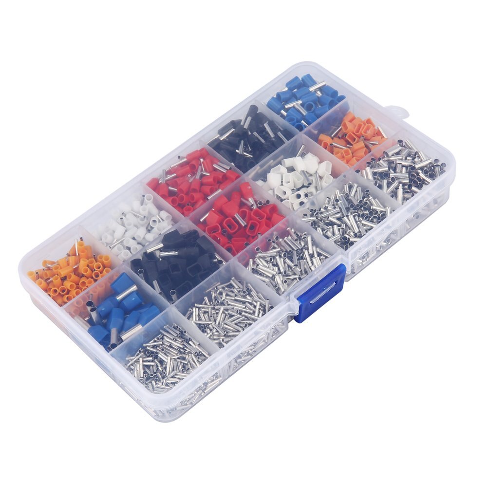 140Pcs Tube Terminal Box Mixed Ferrule Kit Electrical Crimp Terminal Cord Wire End Terminal Block Pure Copper