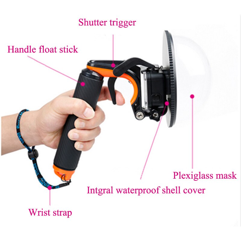 Puerto de cúpula impermeable para GoPro Hero7 6 5, carcasa negra impermeable, cubierta transparente, accesorios para Gopro 5 6 7