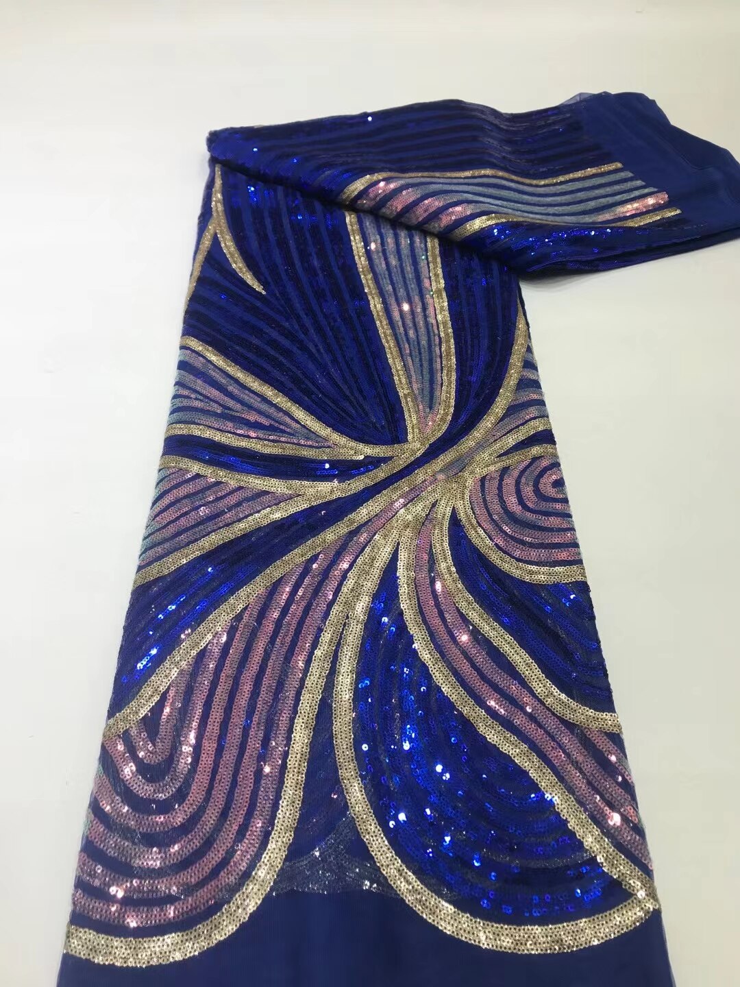 Classic African French Tulle Lace with Sequins For Wedding Dress NN338_L