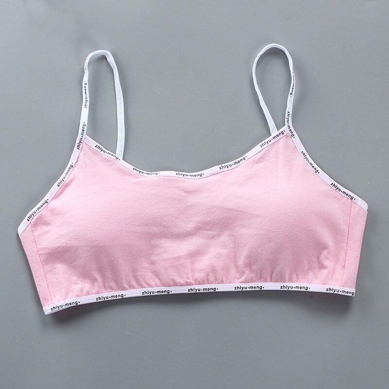 8-16 Years Cotton Girl&#39;s Training Bra Puberty Schoolgirl Detachable Chest Pad Sports Bras Girl Underwear Tube Top Daily Fitness: Letter Pink